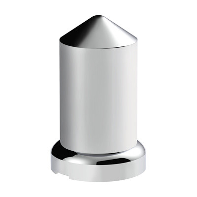 33mm X 3-3/16" Chrome Plastic Pointed Nut Covers With Flange - Push-On (60-Pack)