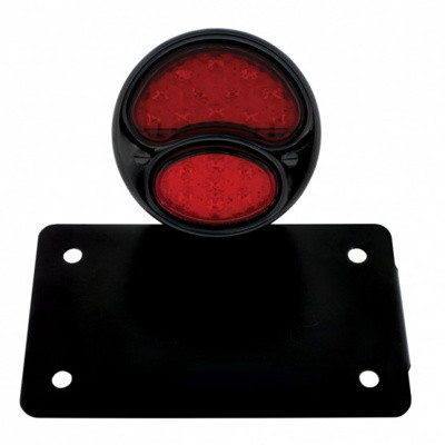 Black 1928 Ford Model A Style LED Tail Light Assembly With Horizontal Mounting Bracket