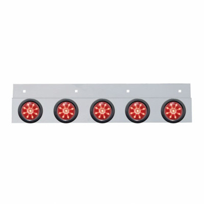 Stainless Top Mud Flap Plate With 5X 9 LED 2" Beehive Lights & Grommets
