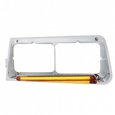 24 LED Headlight Bezel With GloLight For 1989-2009 Freightliner FLD - Amber Lens