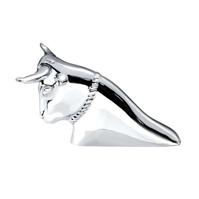 Die-Cast Long Horn Bull Hood Ornament - Chrome