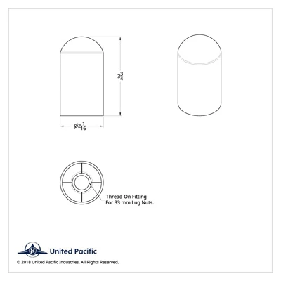 33mm X 3-3/4" Chrome Plastic Dome Nut Covers - Thread-On (60-Pack)
