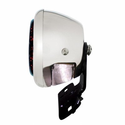Black Motorcycle Rear Fender LP Bracket With 1933-36 Ford Style LED Tail Light
