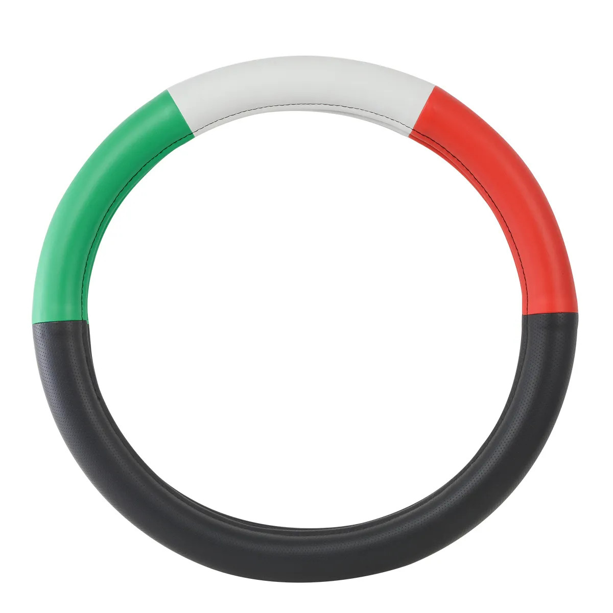 Heavy Duty 18" Steering Wheel Covers Half Black With Green, White And Red In Deluxe Colorway Series-Grand General-54037