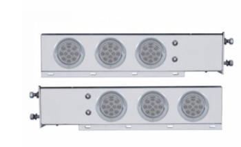 3-3/4" Bolt Pattern Deluxe Stainless Spring Loaded Light Bar With 6X 12 LED 4" Lights (Pair)