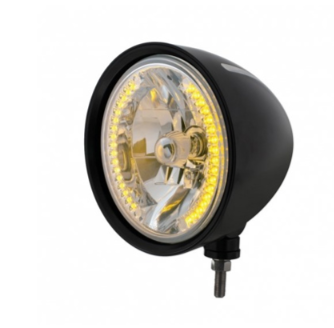 Black "Billet" Style Groove Headlight H4 Bulb With 34 Amber LED
