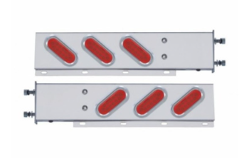 3-3/4" Bolt Pattern Stainless Spring Loaded Light Bar With 6 Oval 12 LED Lights (Pair)