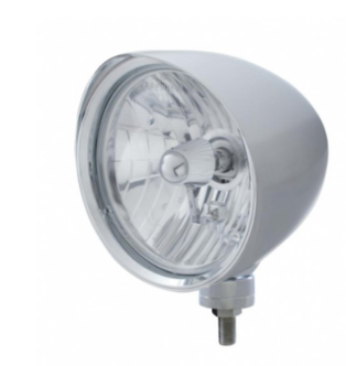 Chrome "Chopper" Headlight With Smooth Visor Crystal H4 Bulb