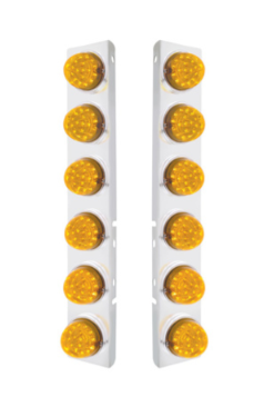 SS Front Air Cleaner Bracket With 12X 17 LED Dual Function Clear Style Reflector Lights For Peterbilt