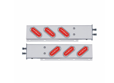 2-1/2" Bolt Pattern Stainless Spring Loaded Light Bar With 6X 22 LED 6" Oval GloLight (Pair)