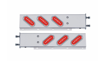 3-3/4" Bolt Pattern Stainless Spring Loaded Light Bar With 6X 22 LED 6" Oval GloLight (Pair)