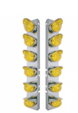 Stainless Front Air Cleaner Bracket With 12X 19 LED Bullet Style Lights For Peterbilt