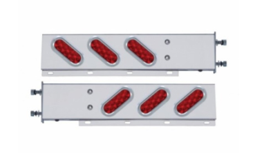 3-3/4" Bolt Pattern Stainless Spring Loaded  Light Bar With 6 Oval 10 LED Lights (Pair)