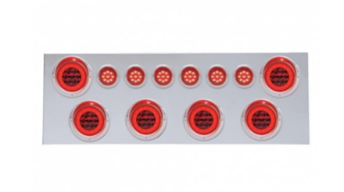 Stainless Rear Center Panel With Six 21 LED 4" GloLight & Six 9 LED 2" GloLight
