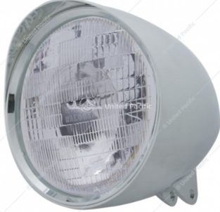 Motorcycle Chrome "Chopper" Headlight With Smooth Visor H6024 Bulb