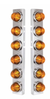 Stainless Front Air Cleaner Bracket With 12X Glass Beehive Lights For Peterbilt