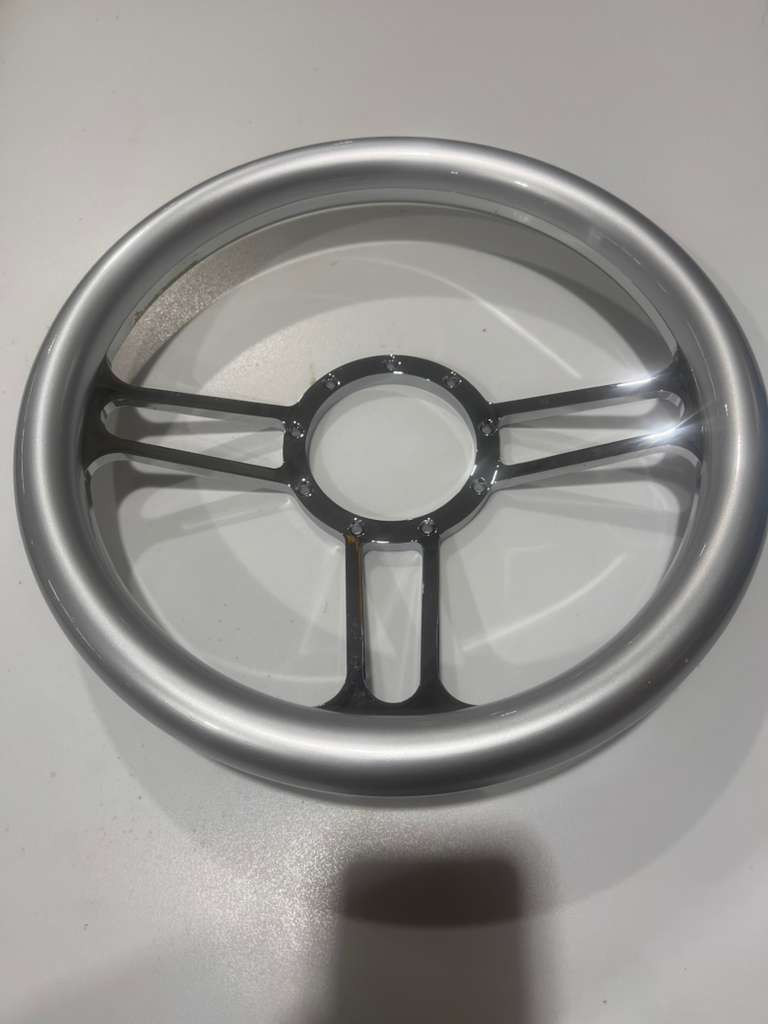 14" Chrome Aluminum 3-Spoke, 9-Screw Mount Steering Wheel