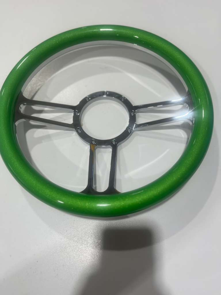 14" Chrome Aluminum 3-Spoke, 9-Screw Mount Steering Wheel