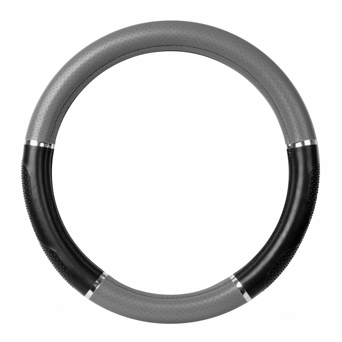 Heavy Duty 18" Steering Wheel Covers Grey And Black With Hand Grips In Deluxe Stitching Series-Grand General-54019