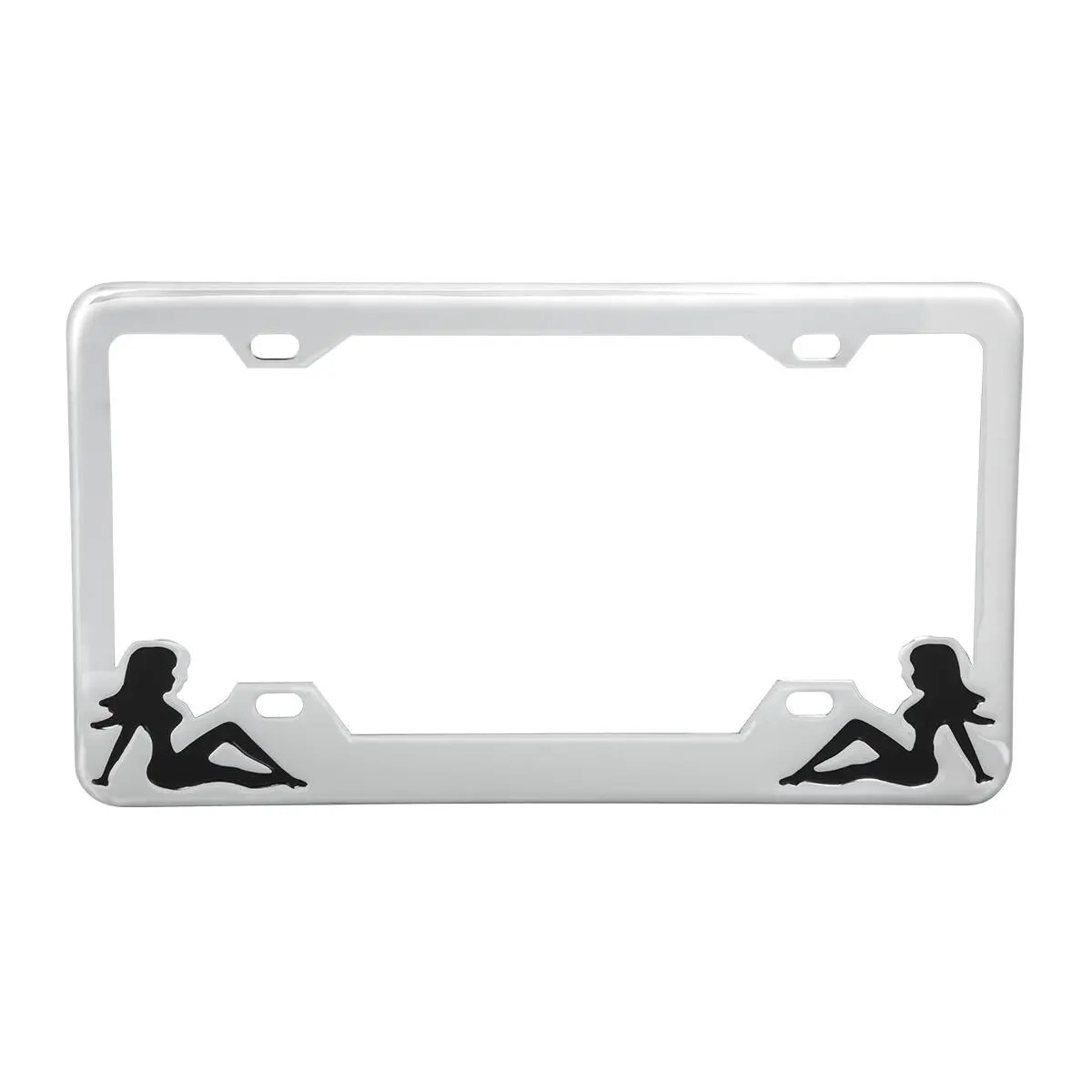 Chrome Plated Steel Frame With Wide Bottom & Black Painted Lady Figure Silhouettes-Grand General-60193