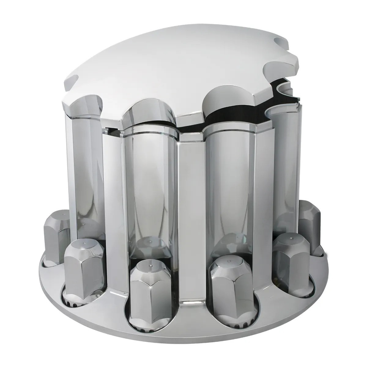 Chrome Plastic Hex Abs Rear Axle Cover Set With Locking Tabs & Standard Hub Cap-Grand General-40191