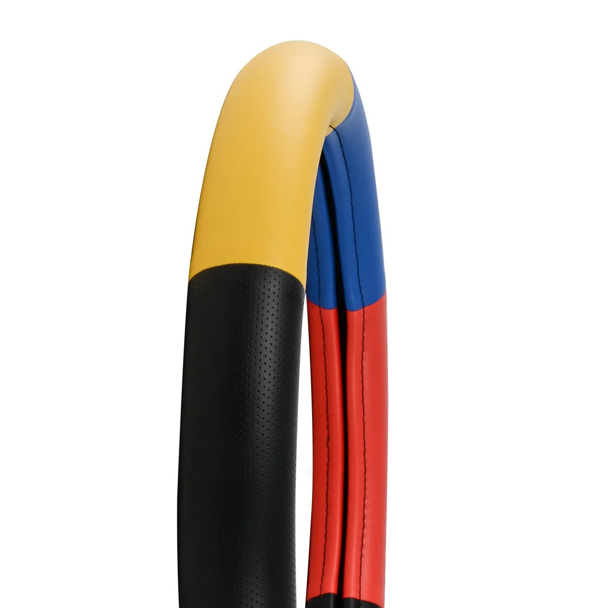 Heavy Duty 18" Steering Wheel Covers Half Black With Yellow, Blue And Red In Deluxe Colorway Series-Grand General-54029