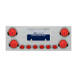 SS Rear Center Panel w/4X 21 LED 4" "GLO" Lights & 6X 9 LED 2" Lights & Visors -Red LED & Lens-United Pacific-34280