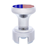 Chrome 13/15/18 Speed Thread-on Gearshift Knob w/ Adaptor - US Flag