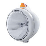 Stainless Steel Guide 682-C Headlight 6014 & Original Style LED Signal - Amber Lens