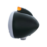 Black Guide 682-C Headlight No Bulb w/ Original Style LED Signal - Amber Lens