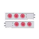 2-1/2" Bolt Pattern SS Spring Loaded Bar w/6X 21 LED 4" "GLO" Lights & Visors -Red LED/Clear Lens