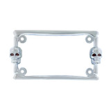 Chrome Two Skull Motorcycle License Plate Frame