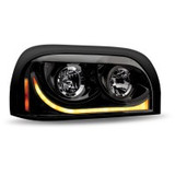 BLACK FREIGHTLINER CENTURY HALOGEN PROJECTOR HEADLIGHT ASSEMBLY WITH DUAL FUNCTION HALO STRIP - PASSENGER SIDE