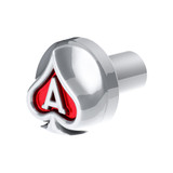 Ace Of Spades Air Valve Knob - Liquid Silver With Gloss Red Inlay