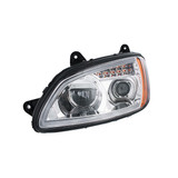 Chrome Full LED Headlight With Turn Signal & Position Light Bar For 2007-2017 Kenworth T660