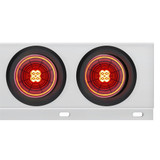 2-1/2" BOLT PATTERN SS SPRING LOADED BAR WITH 6X 4" 13 LED ABYSS LIGHTS - RED LED/RED LENS
