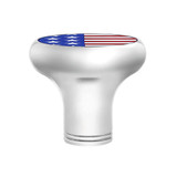 1/2"-13 THREAD-ON GEARSHIFT KNOB WITH US FLAG STICKER - CHROME