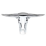 Die-Cast Long Horn Bull Hood Ornament - Chrome