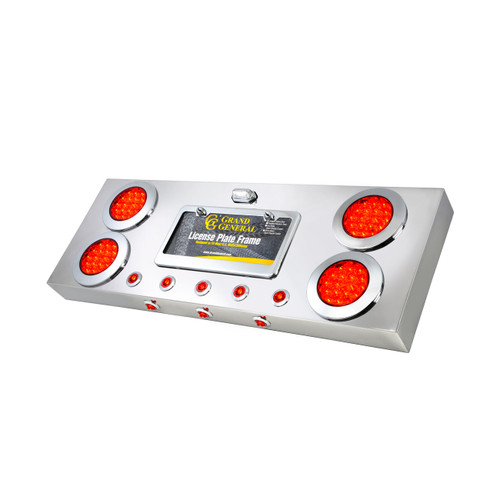 Stainless Steel Rear Center Light Panel with 4" & 1" LEDs, License Plate and Under Glow Effect-Grand General-91300