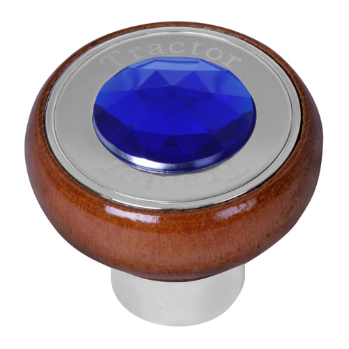 Tractor Script Air Valve Control Knob With Crystal - Blue (Large Rosewood)-Grand General-95861
