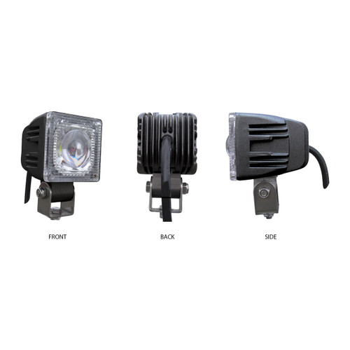 Universal White Small Square Work Light - Clear Lens - Black Housing (1 Diode) - 1200 Lumens-Trux-TLED-U6
