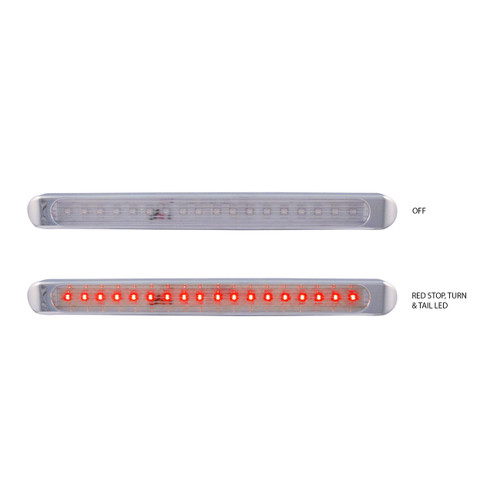 Chrome Auxiliary Stop, Turn & Tail LED Light Strip - Clear Red (12 Diodes)-Trux-TLED-U3CR
