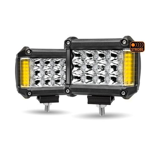 Cube Worklight With Amber Side Strobe (19 Diodes) - Pair - 3600 Lumens-Trux-TLED-U106
