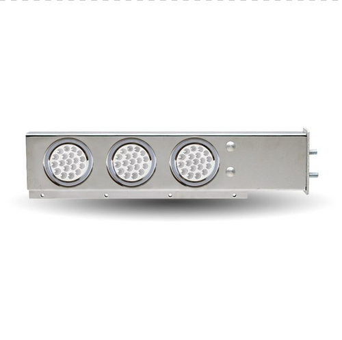 Mud Flap Hanger with Flat Top & 4 x 4" Dual Revolution (R/W) & 2 x 4" Clear Red LEDs & Bezels