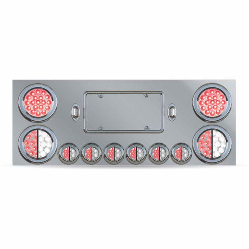 Stainless Steel Rear Center Panel With 2 X 4" & 6 X 2" Dual Revolution, With 2 X 4" Red & 2 License Light Leds-Trux-TU-9001L2