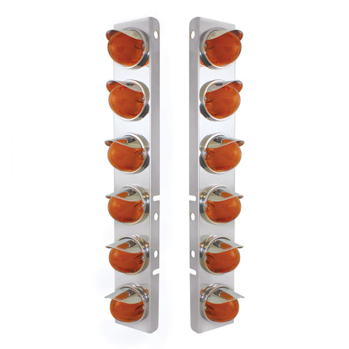 PB SS Front Air Cleaner Brkt w/12X 9 Amber Hi/Lo LED "GLO" Watermelon Lights & Visors -Amber Lens-United Pacific-34440
