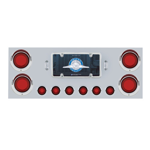 SS Rear Center Panel w/ Four 23 LED 4" Lights & Six 9 LED 2" Mirage Lights & Visors - Red LED/Red Lens-United Pacific-34498