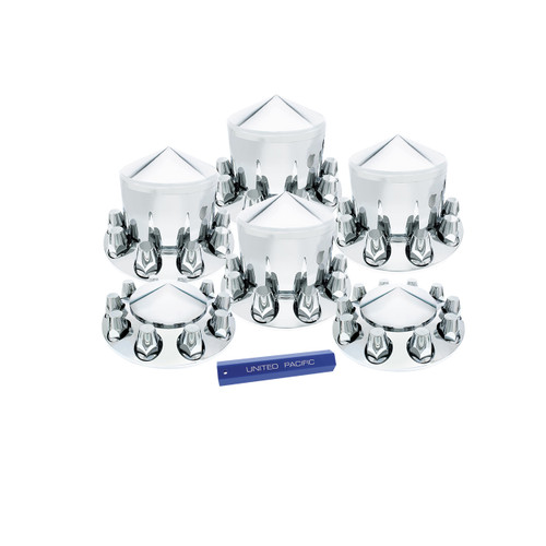Chrome Pointed Axle Cover Combo Kit w/ 33mm Standard Nut Cover & Nut Cover Tool