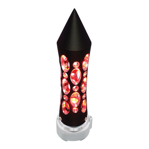 Black "Daytona" 9/10 Speed Spike Gearshift Knob w/ High Power LED - Red