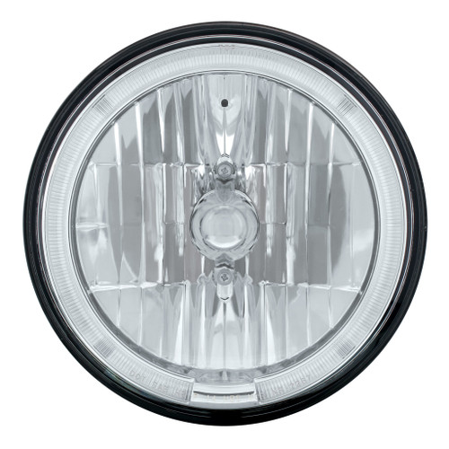 7" Crystal Headlight w/ Amber LED Halo Ring